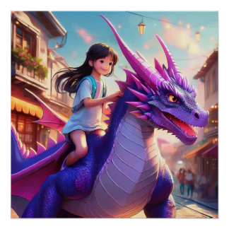Purple Dragon fantasy Poster