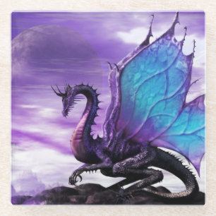 Purple Dragon Glass Coaster