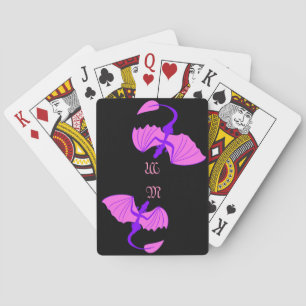 Purple dragon monogram playing cards