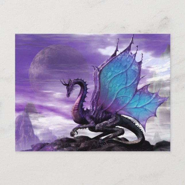 Purple Dragon Postcard | Fantasy Art Greeting Card (Front)