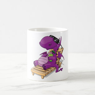 Purple Dragon Relaxing on Deck Chair Coffee Mug