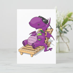 Purple Dragon Relaxing on Deck Chair Invitation