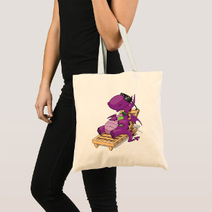 Purple Dragon Relaxing on Deck Chair Tote Bag