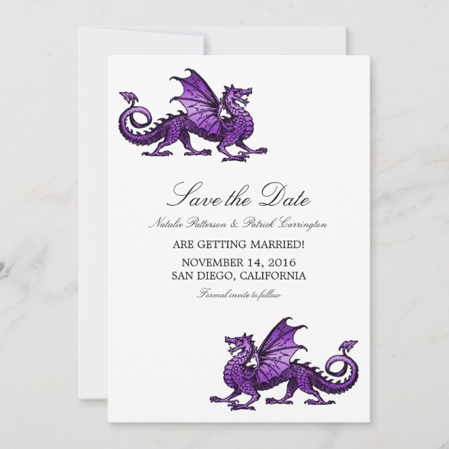 Purple Dragon Save the Date Invite (Front)