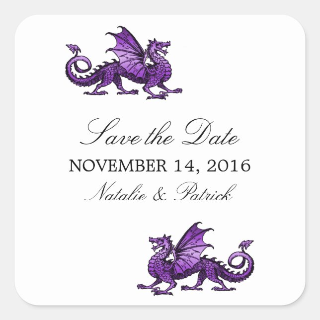 Purple Dragon Save the Date Stickers (Front)