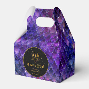 Purple Dragon Scales Gold Birthday Thank You Favor Box