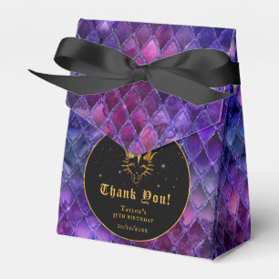 Purple Dragon Scales Gold Birthday Thank You Favor Box