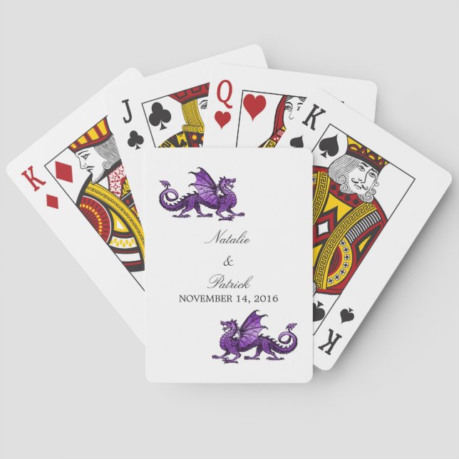 Purple Dragon Wedding Playing Cards (Back)