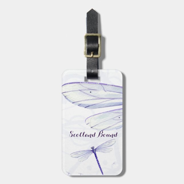 Purple Dragonflies Luggage Tag (Front Vertical)