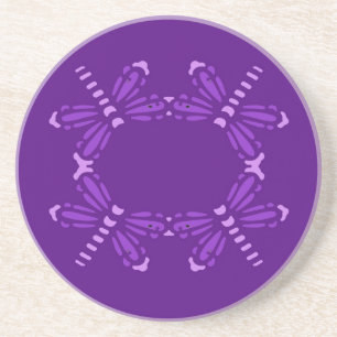 Purple dragonflies on purple, drink coaster