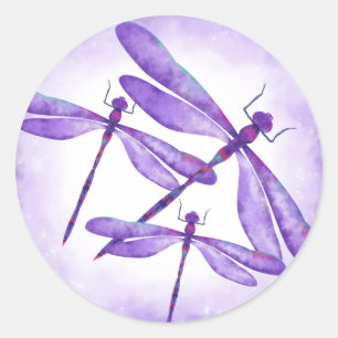 Purple Dragonflies Party Favour Sticker