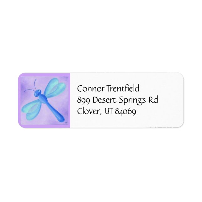 Purple Dragonfly address label (Front)