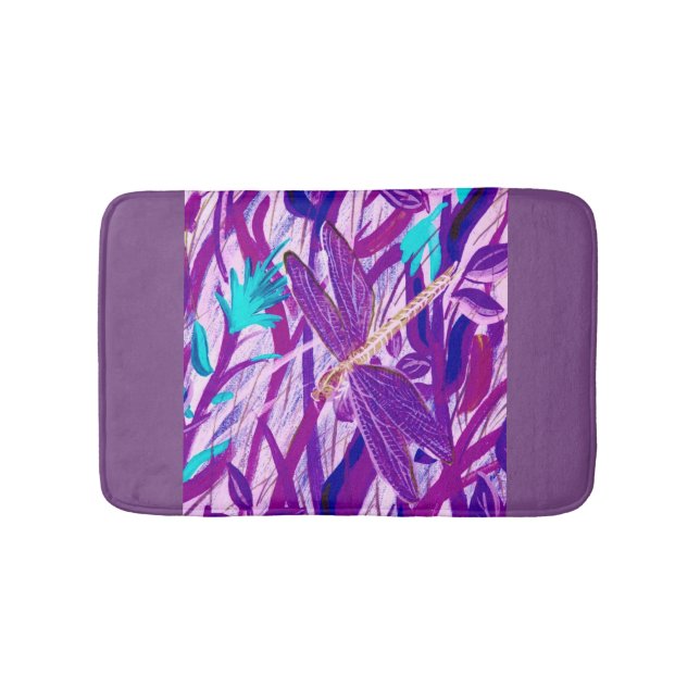 Purple Dragonfly Bath Mat (Front)