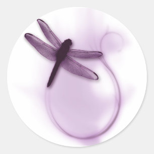 Purple Dragonfly Classic Round Sticker