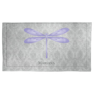 Purple Dragonfly Damask Pillowcase