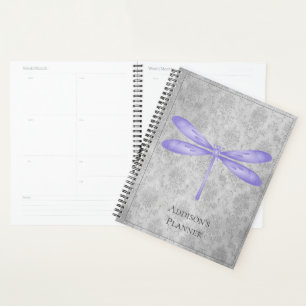 Purple Dragonfly Damask Planner
