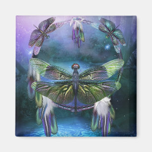 Purple Dragonfly Dreamcatcher Magnet