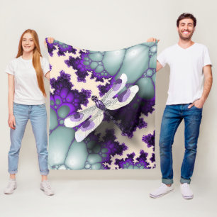 Purple Dragonfly Fleece Blanket