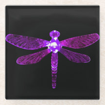 Purple Dragonfly Glass Coaster