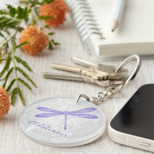 Purple Dragonfly Personalized Acrylic Keychain