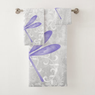 Purple Dragonfly Personalized Bath Towels