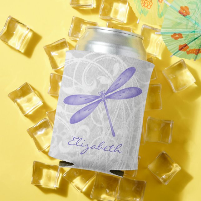 Purple Dragonfly Personalized Can Cooler (In Situ Summer)