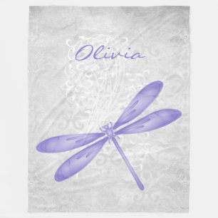Purple Dragonfly Personalized Fleece Blanket