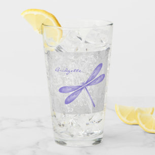 Purple Dragonfly Personalized Glass Cup