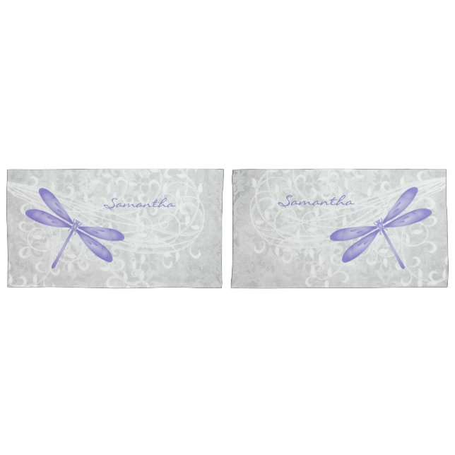 Purple Dragonfly Personalized Pillowcases (Front-Set)