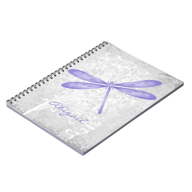 Purple Dragonfly Personalized Spiral Notebook (Left Side)