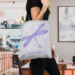 Purple Dragonfly Personalized Tote Bag