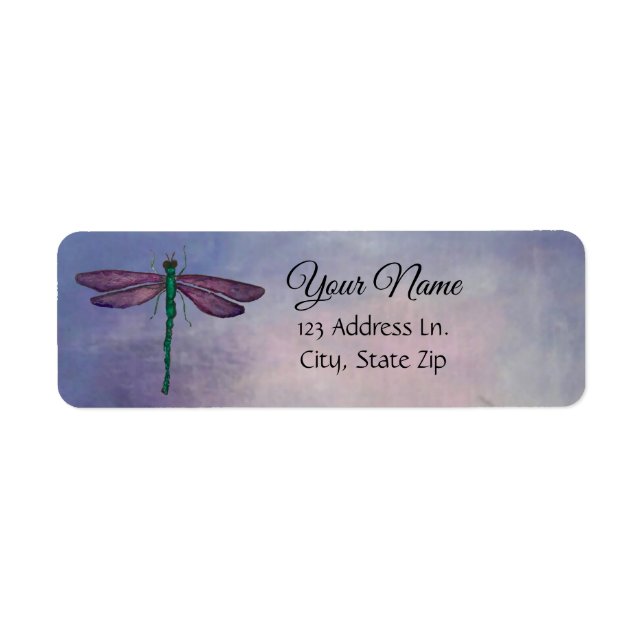 Purple Dragonfly Return Address Label (Front)