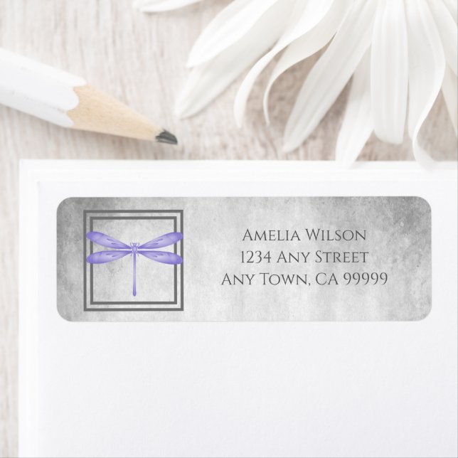 Purple Dragonfly Return Address Label (Insitu)