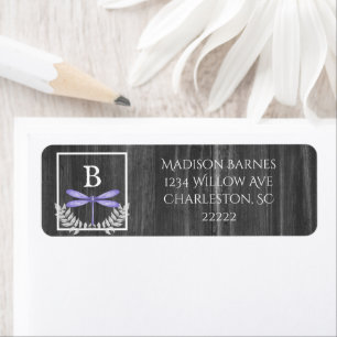 Purple Dragonfly Rustic Label