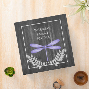 Purple Dragonfly Rustic Recipe Binder
