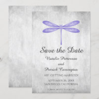 Purple Dragonfly Save the Date Invite