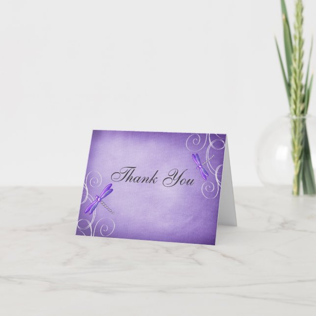 Purple Dragonfly Swirls Thank You (Front)