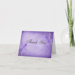 Purple Dragonfly Swirls Thank You Card