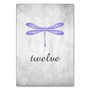 Purple Dragonfly Table Number Card