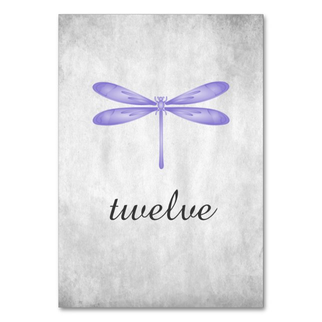 Purple Dragonfly Table Number Card (Front)