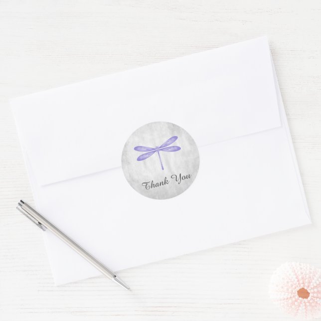 Purple Dragonfly Thank You Stickers (Envelope)