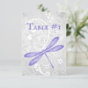 Purple Dragonfly Wedding Reception Table Card