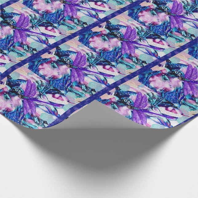 Purple dragonfly wrapping paper (Corner)