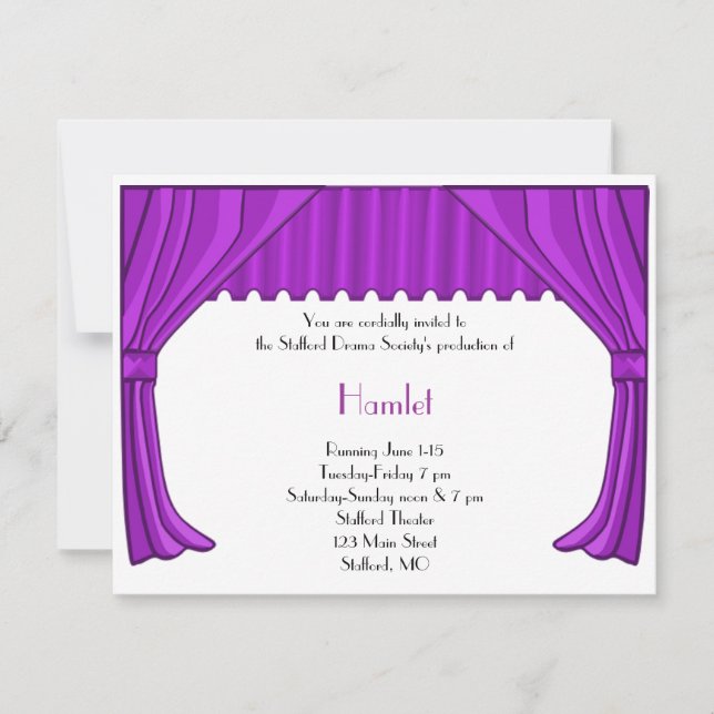 Purple Drama and Theatre Invitation (Front)