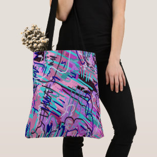 Purple Dream Expressive Abstract Print Tote Bag