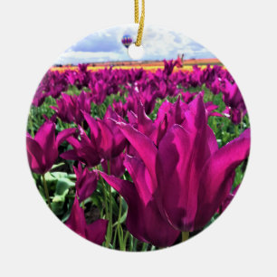 Purple Dream Tulips Ceramic Ornament