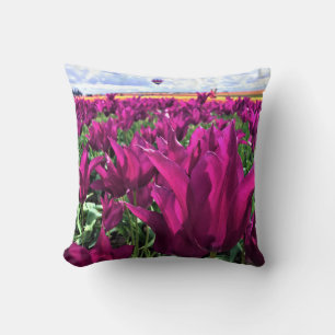 Purple Dream Tulips Throw Pillow