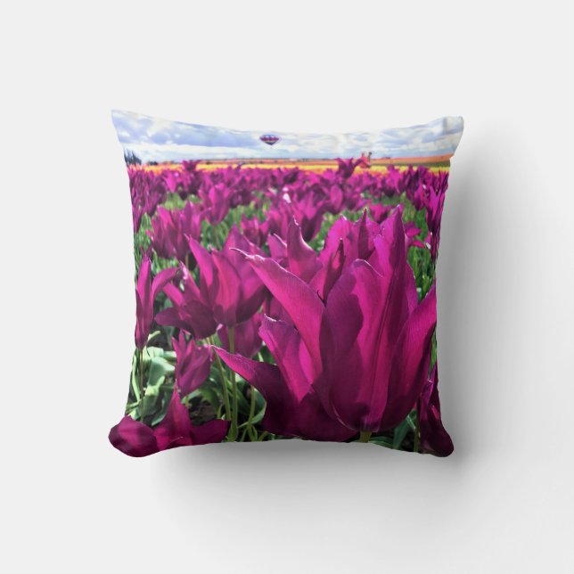 Purple Dream Tulips Throw Pillow (Front)