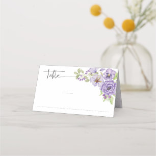 Purple dreams stylish florals Folded Place Card