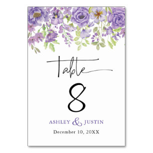 Purple dreams stylish wedding floral Table Card